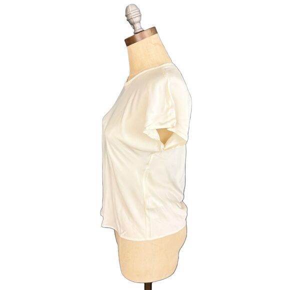 J.CREW Drapey T-Shirt Top XS Ivory Satin Crewneck Minimalist Office NWT B39 - Picture 5 of 6
